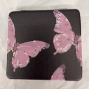 Lavender Butterflies on black Magnifying Mirror NEW